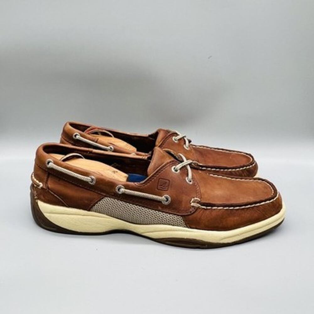 Sperry Shoes Mens 11 Brown Leather Top Sider Boat Deck Moc Toe Casual Comfort